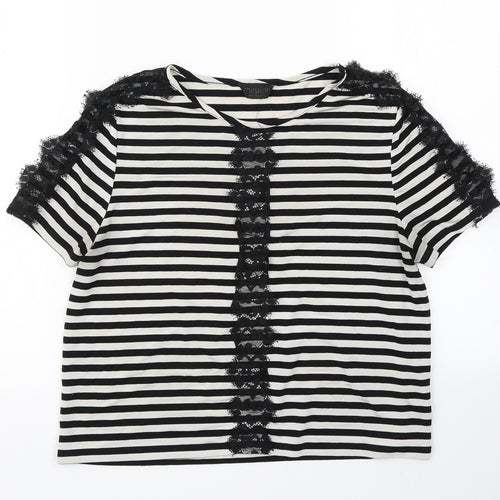 Topshop Womens Black Striped  Basic T-Shirt Size 10