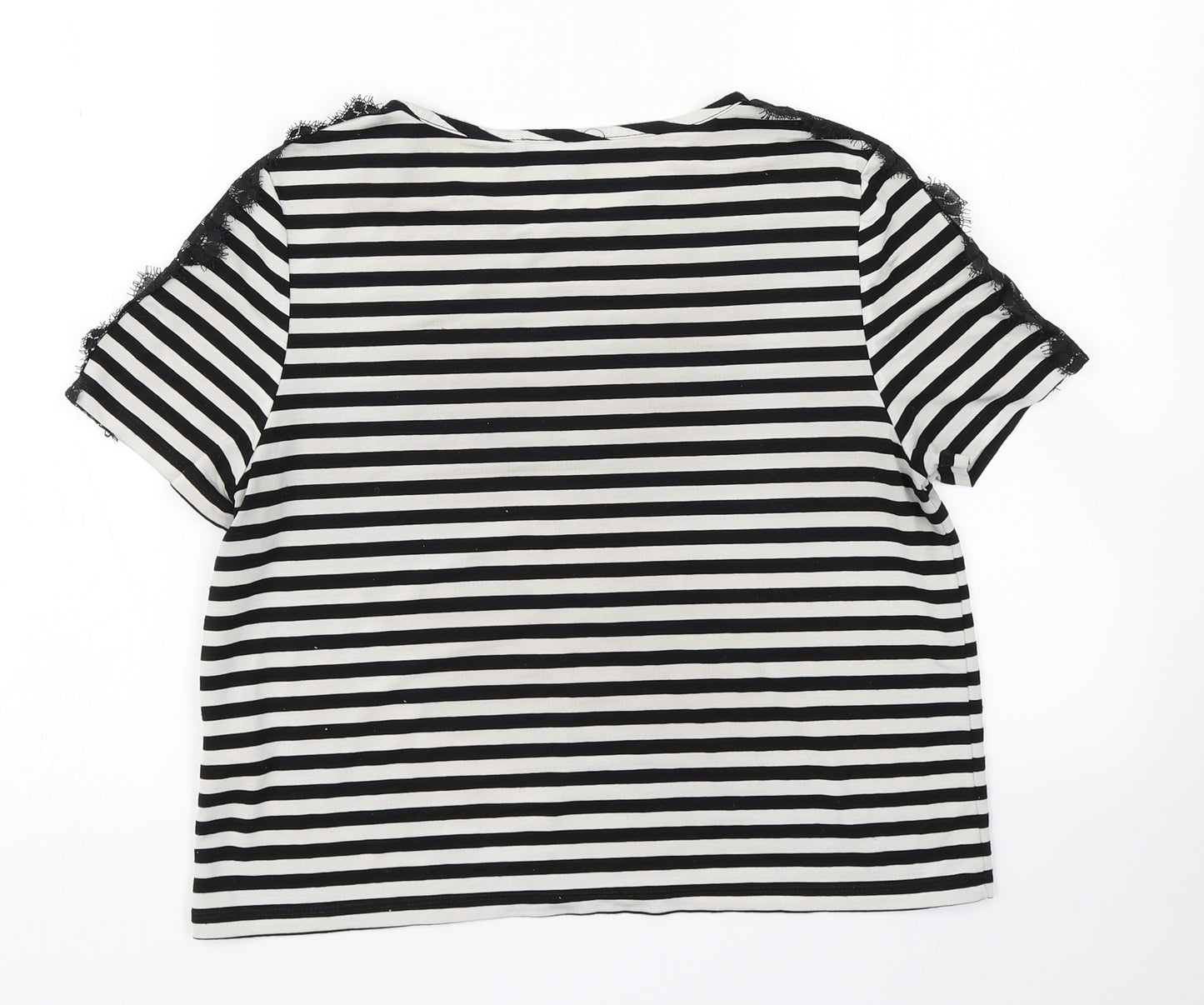 Topshop Womens Black Striped  Basic T-Shirt Size 10