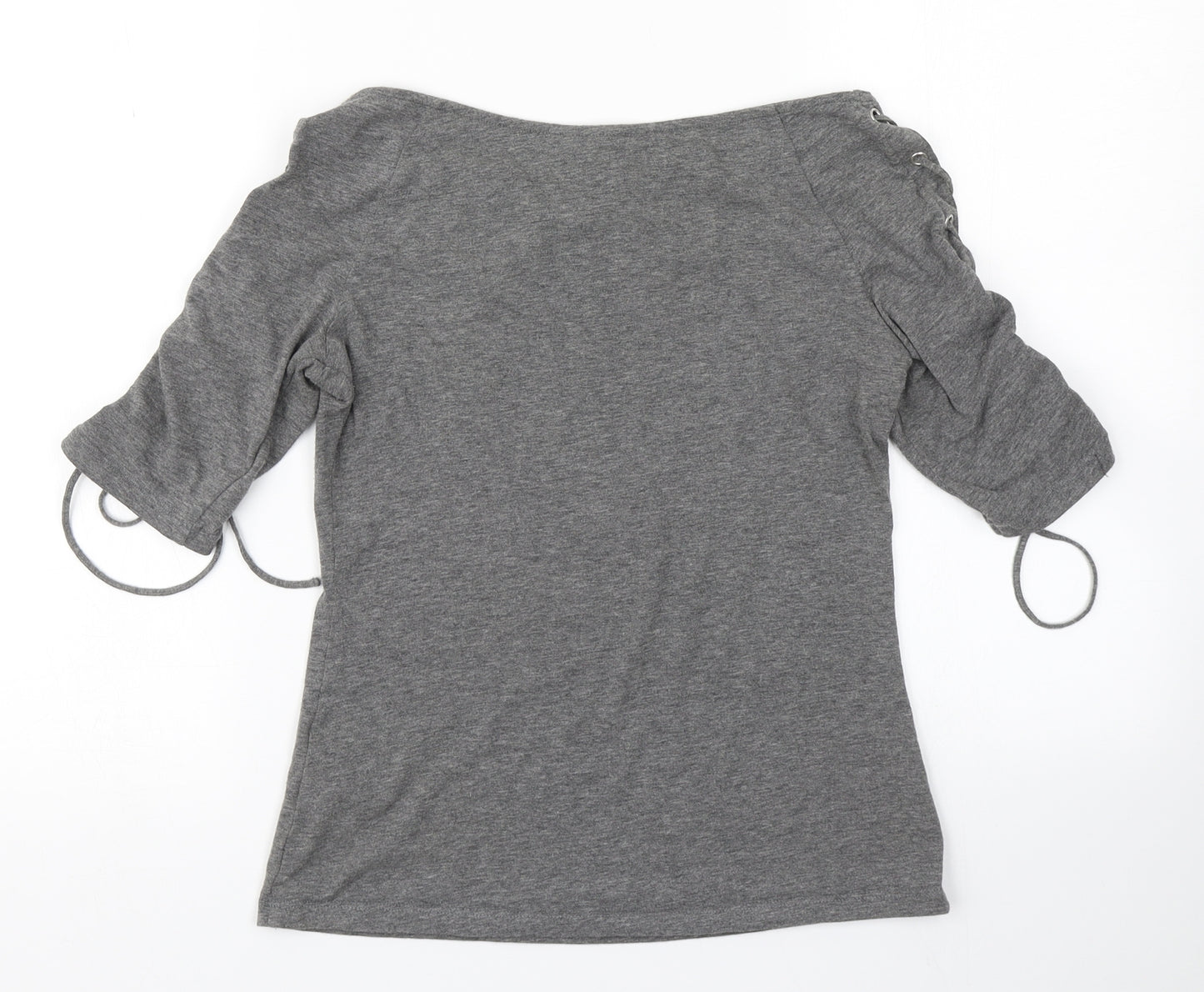 H&M Womens Grey   Basic T-Shirt Size S  - Corset lace up sleeve