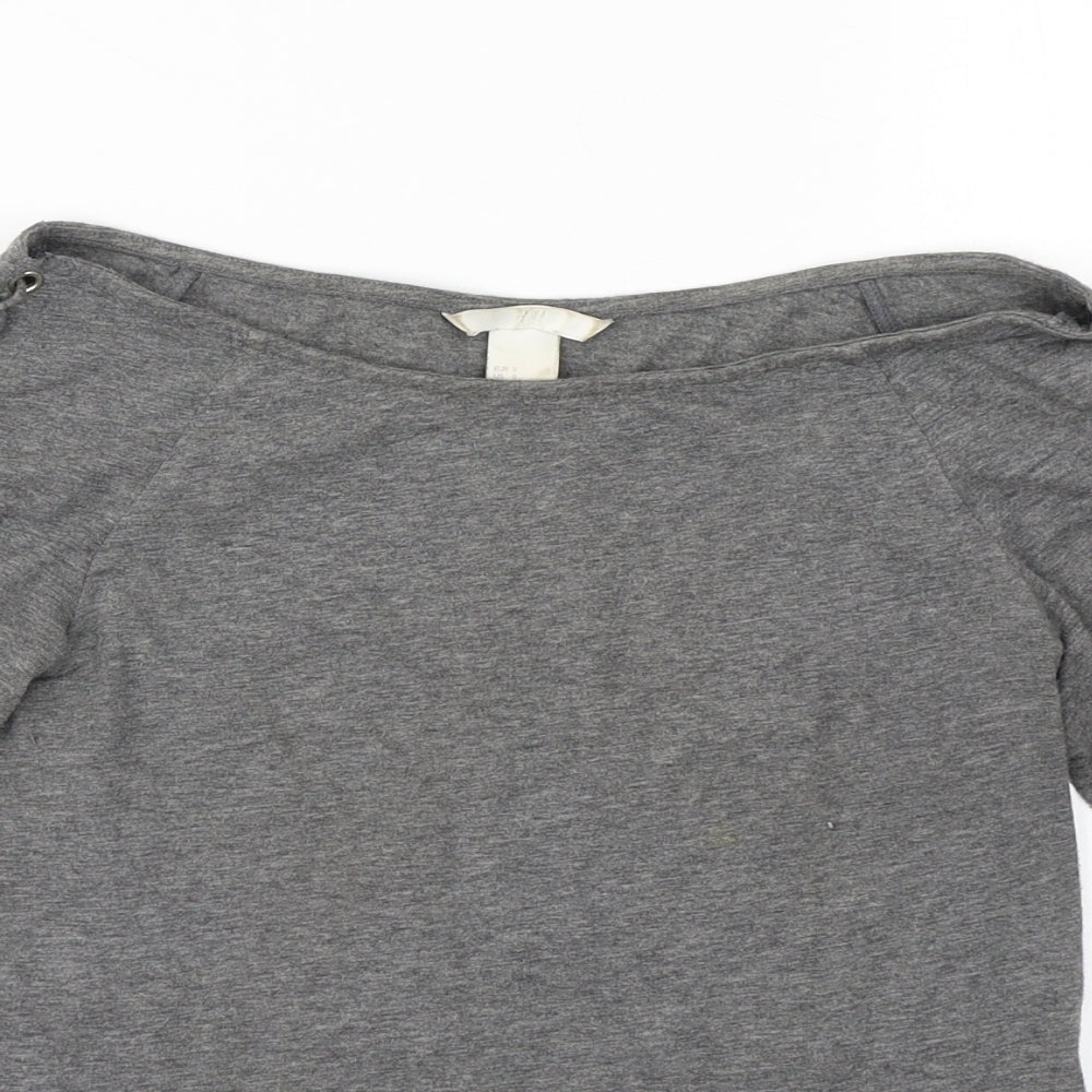 H&M Womens Grey   Basic T-Shirt Size S  - Corset lace up sleeve