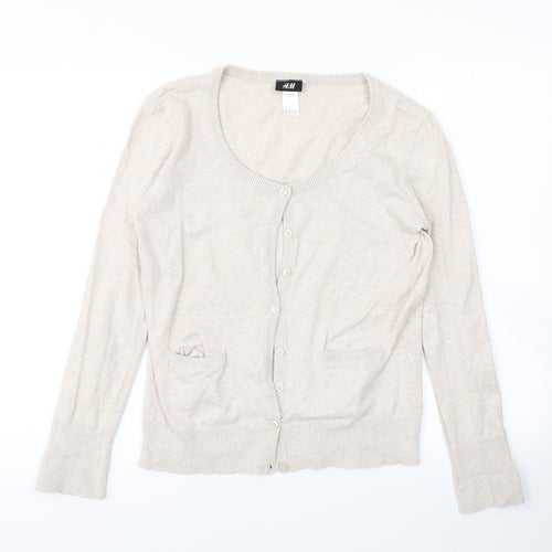 H&M Womens Beige  Knit Cardigan Jumper Size M