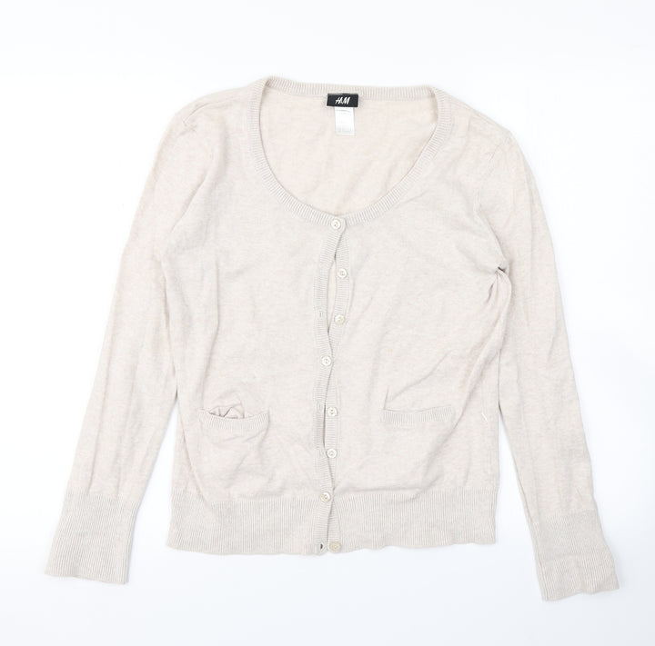 H&M Womens Beige Knit Cardigan Jumper Size M