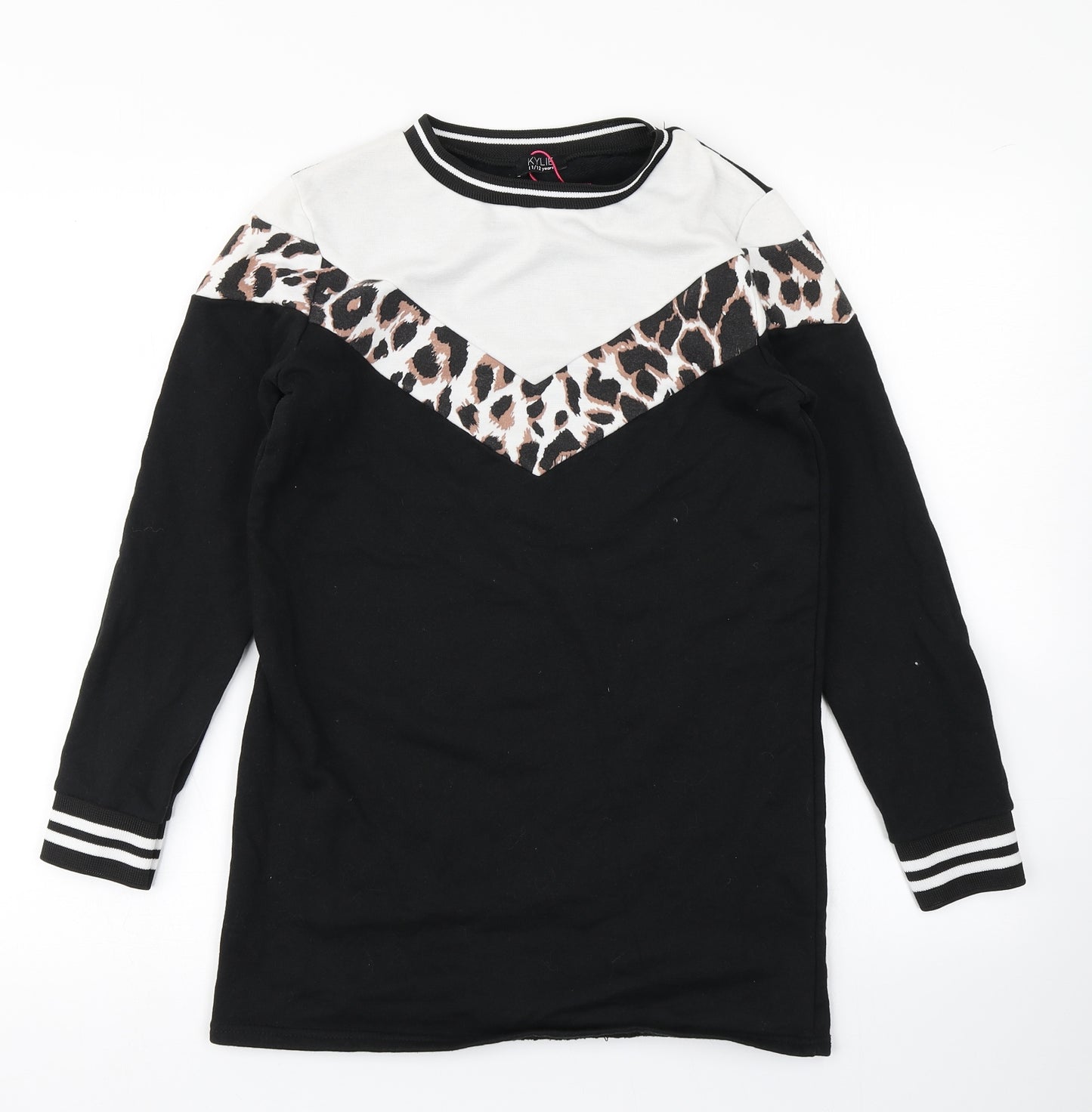 M&Co Girls Black Colourblock  Pullover Sweatshirt Size 11-12 Years  - Longline