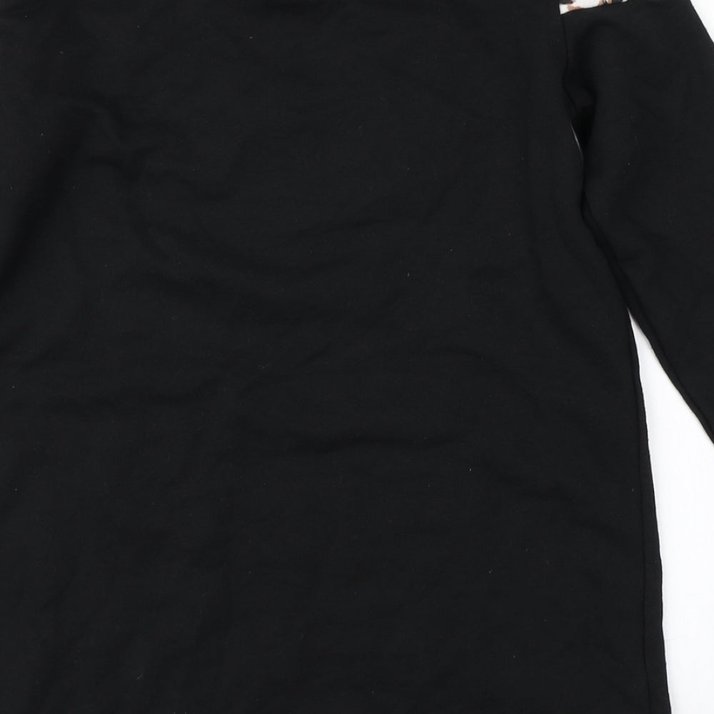 M&Co Girls Black Colourblock  Pullover Sweatshirt Size 11-12 Years  - Longline