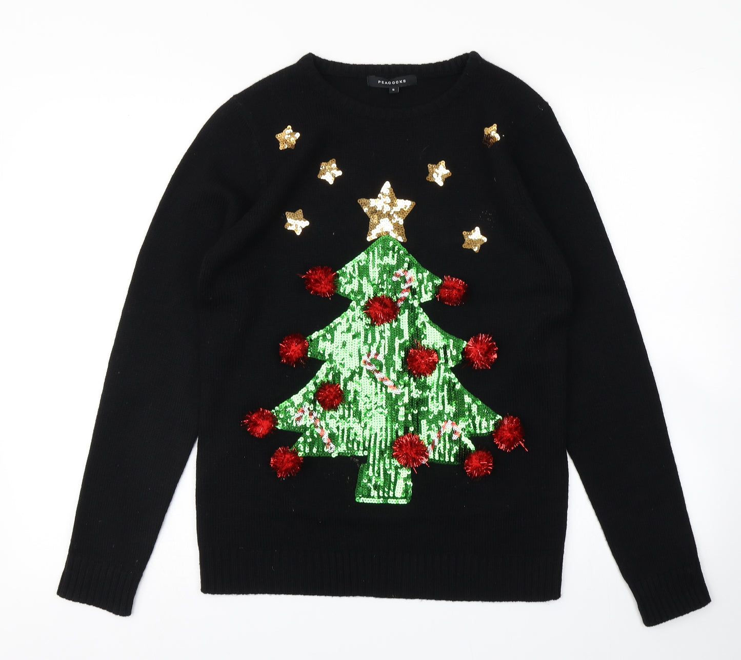 Peacocks Womens Black  Knit Pullover Jumper Size S  - Christmas Jumper