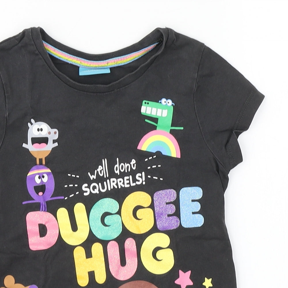George Girls Black   Basic T-Shirt Size 4-5 Years  - Hey Duggee