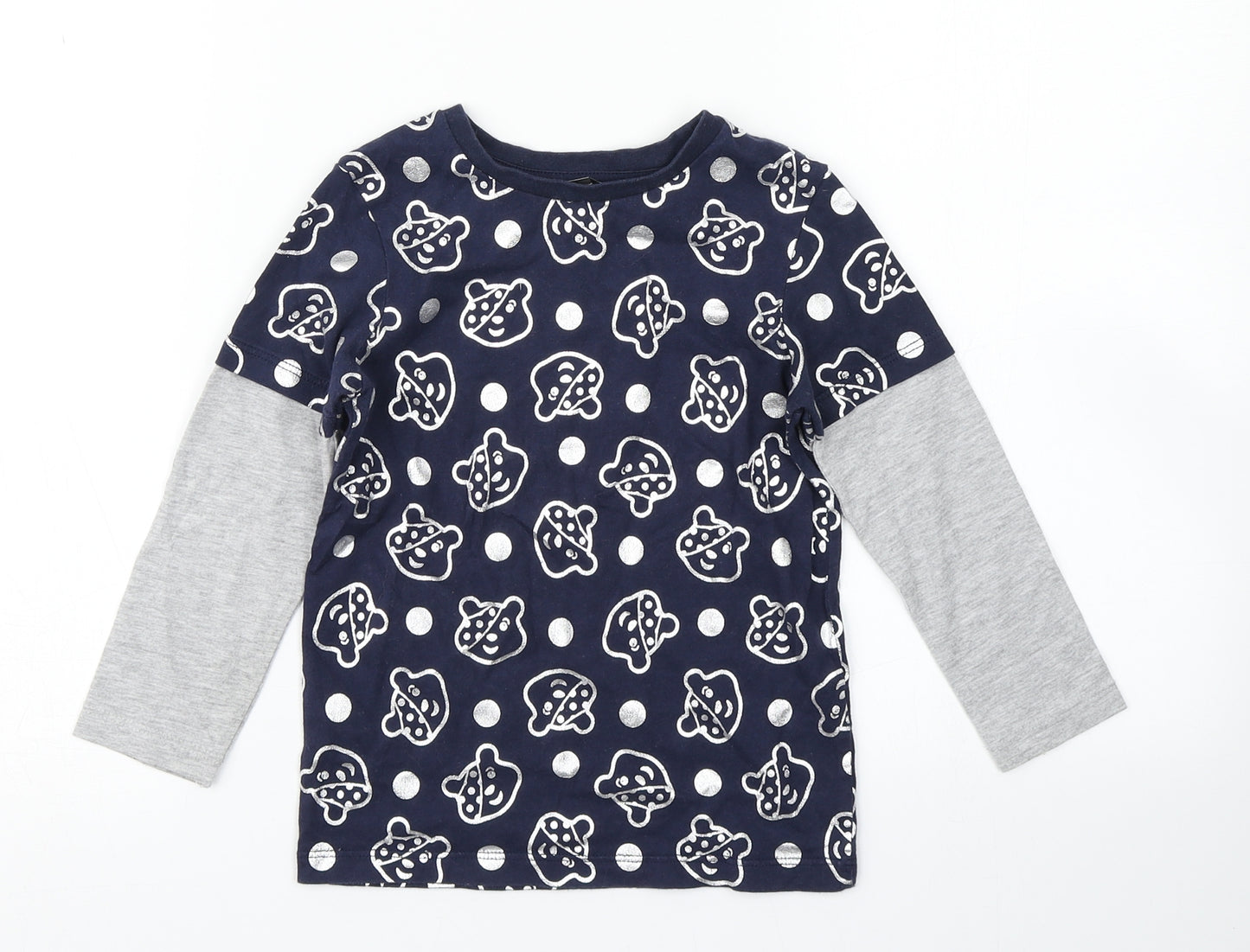 George Boys Blue Polka Dot  Basic T-Shirt Size 3-4 Years  - Pudsey bear