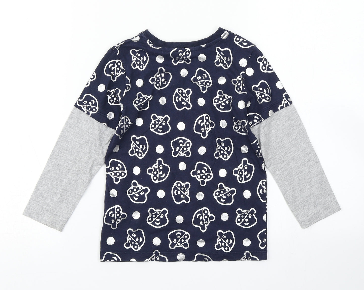 George Boys Blue Polka Dot  Basic T-Shirt Size 3-4 Years  - Pudsey bear