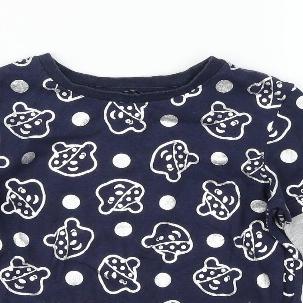 George Boys Blue Polka Dot  Basic T-Shirt Size 3-4 Years  - Pudsey bear