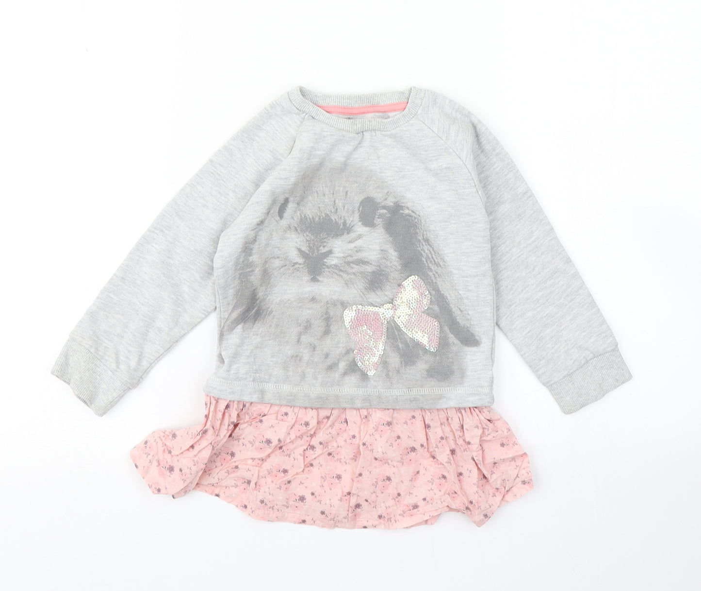 F&F Girls Grey   Pullover Sweatshirt Size 3-4 Years  - Longline