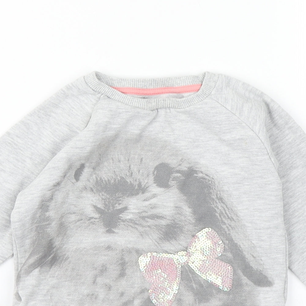 F&F Girls Grey   Pullover Sweatshirt Size 3-4 Years  - Longline