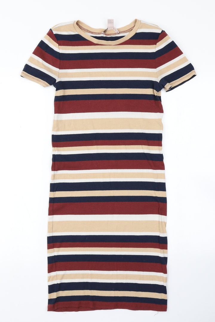 FOREVER 21 Womens Brown Striped Knit Bodycon Size L
