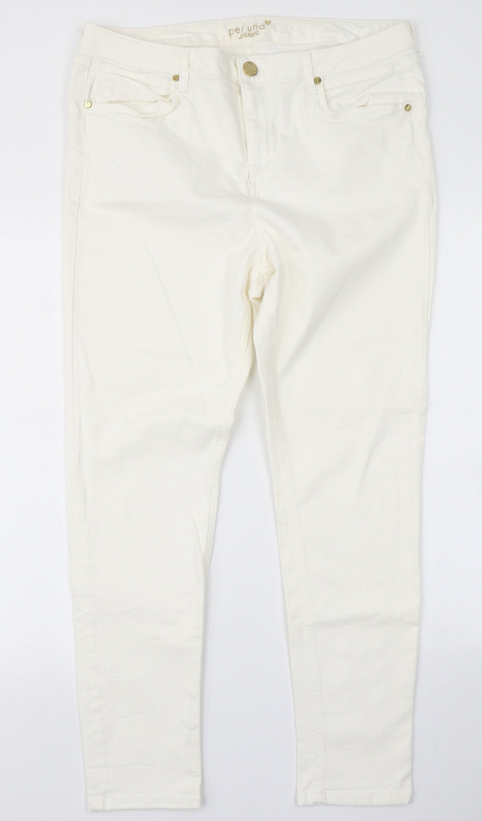 Per Una Womens White  Denim Skinny Jeans Size 18 L27 in