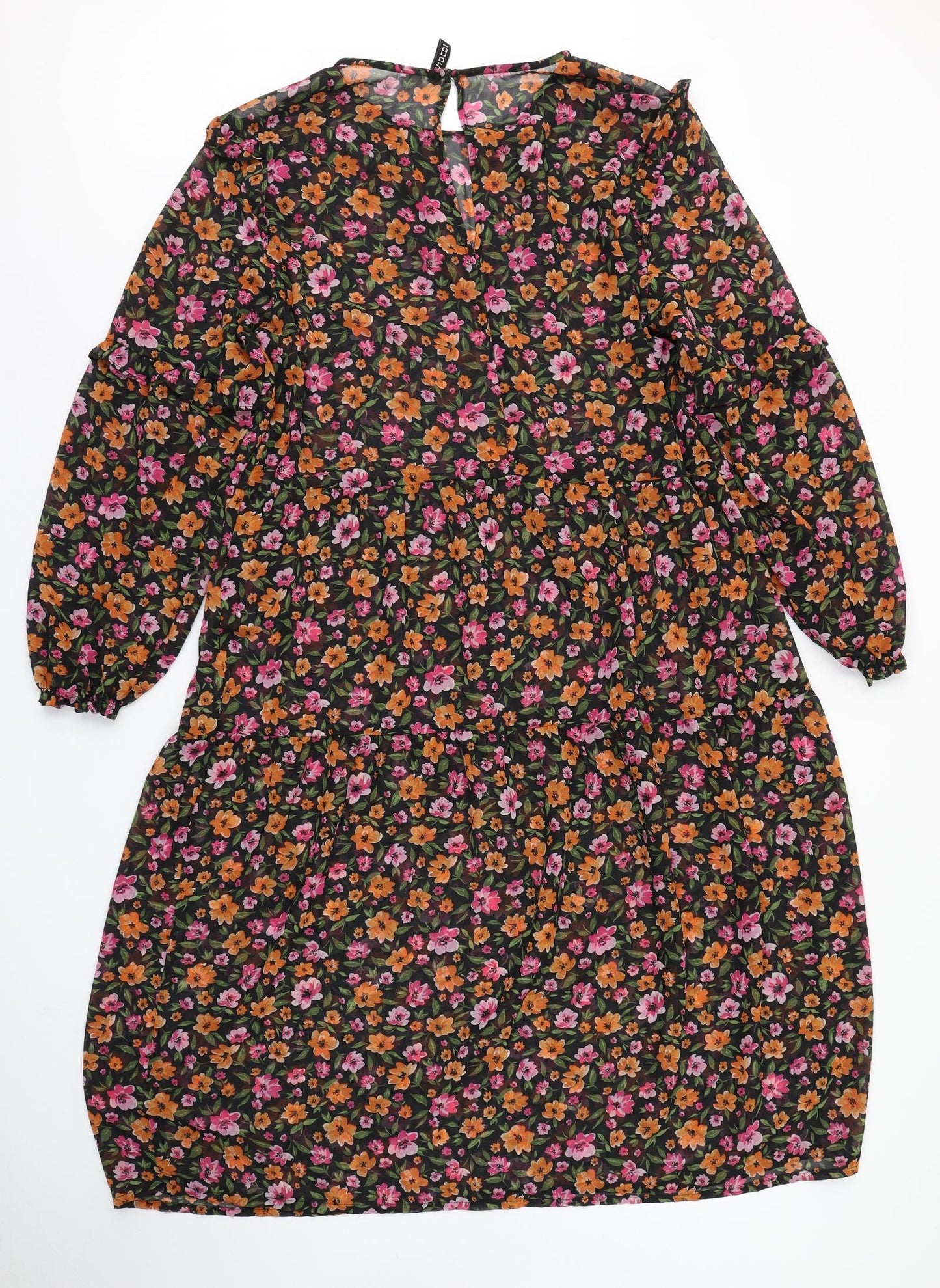 Divided Womens Black Floral  Skater Dress  Size L