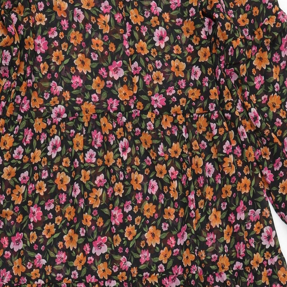 Divided Womens Black Floral  Skater Dress  Size L