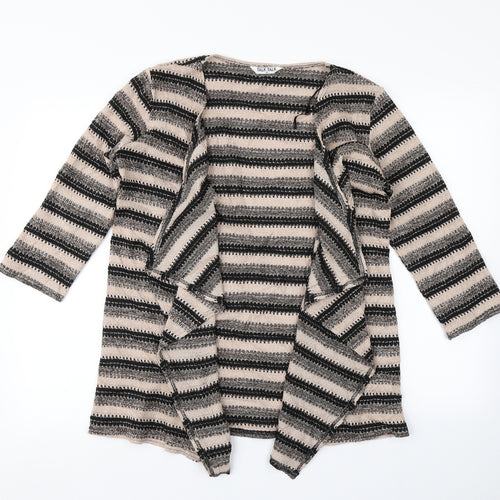 Talk Talk Womens Beige Striped Knit Cardigan Jumper Size 12