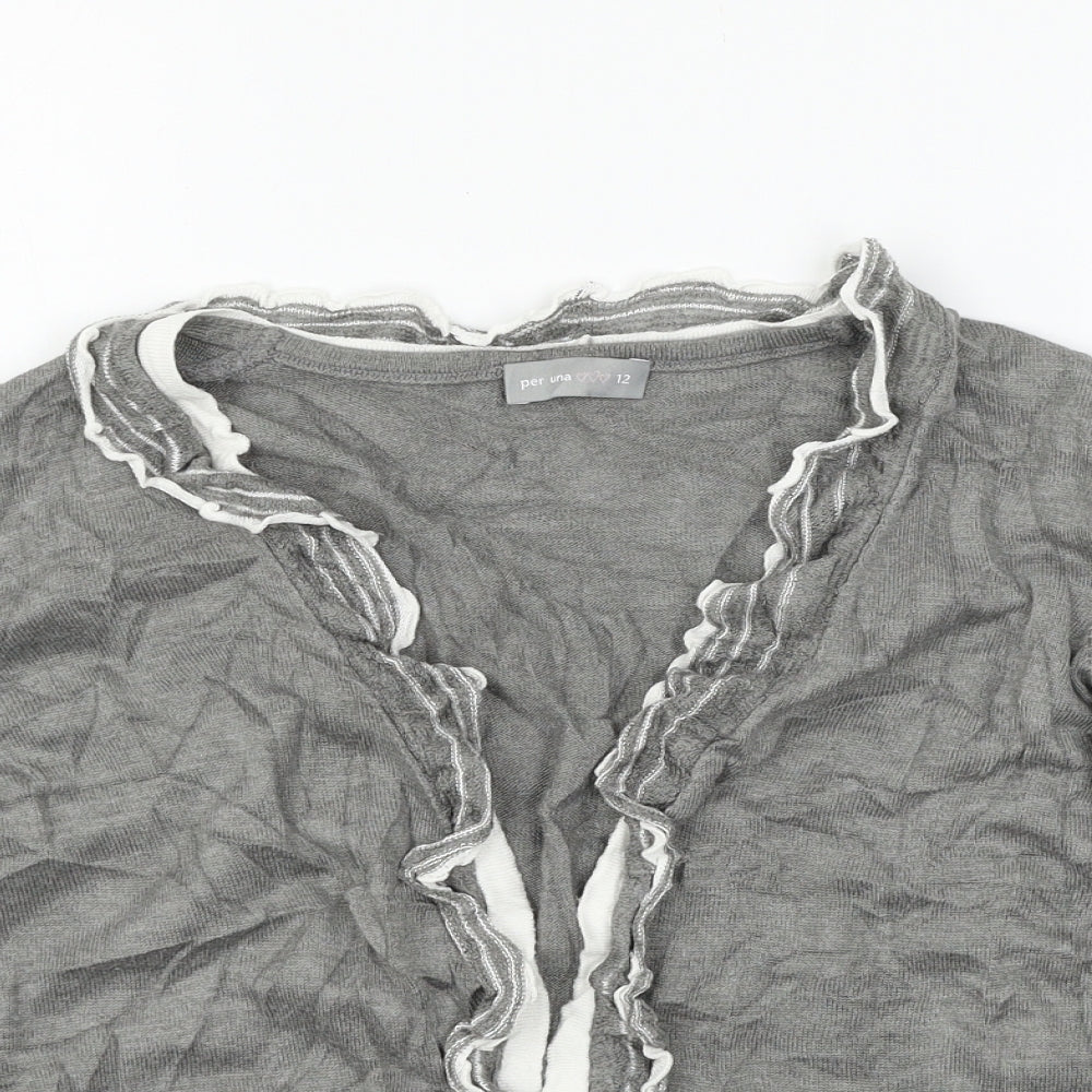 Per Una Womens Grey  Knit Cardigan Jumper Size 12