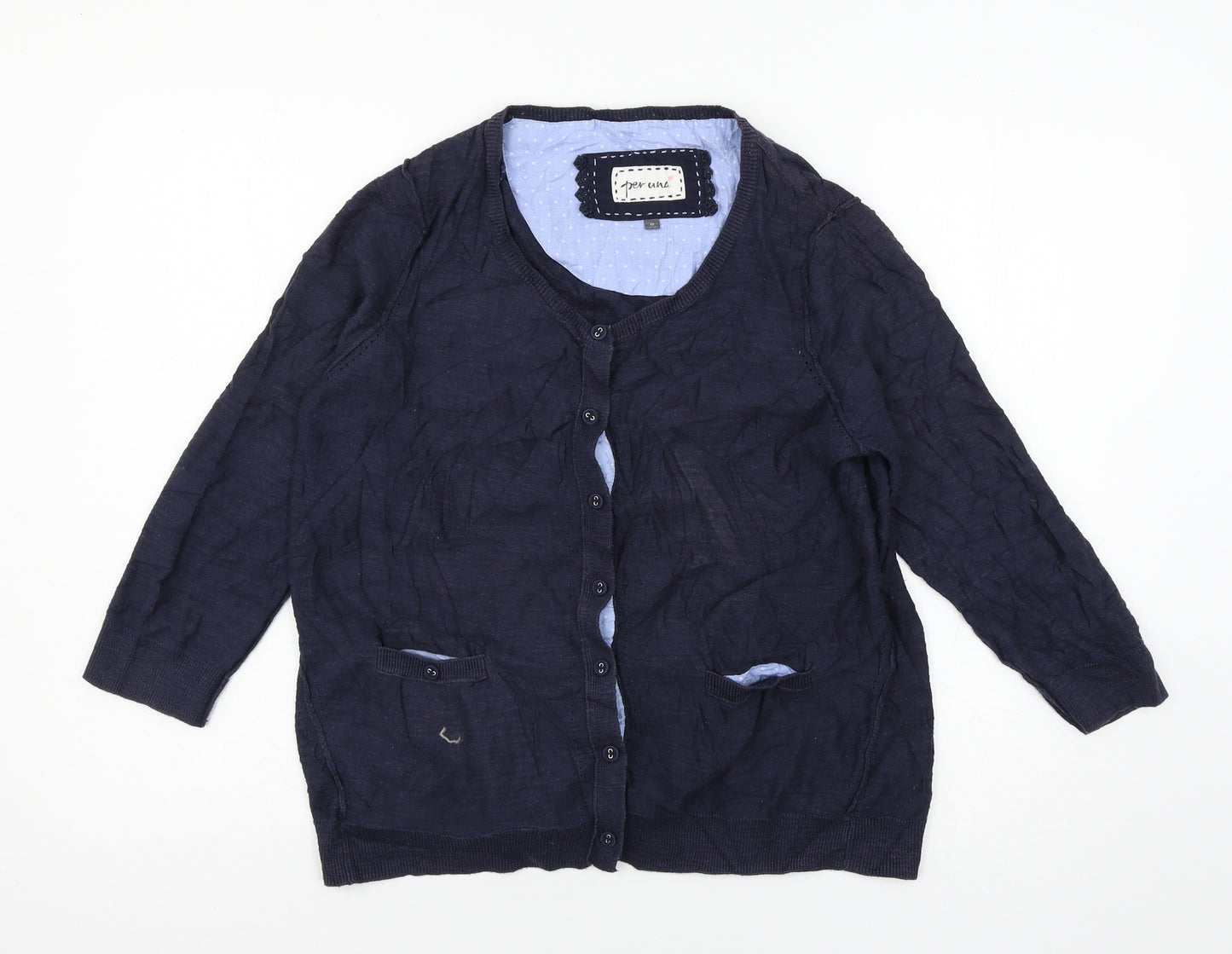 Per Una Womens Blue  Knit Cardigan Jumper Size 12