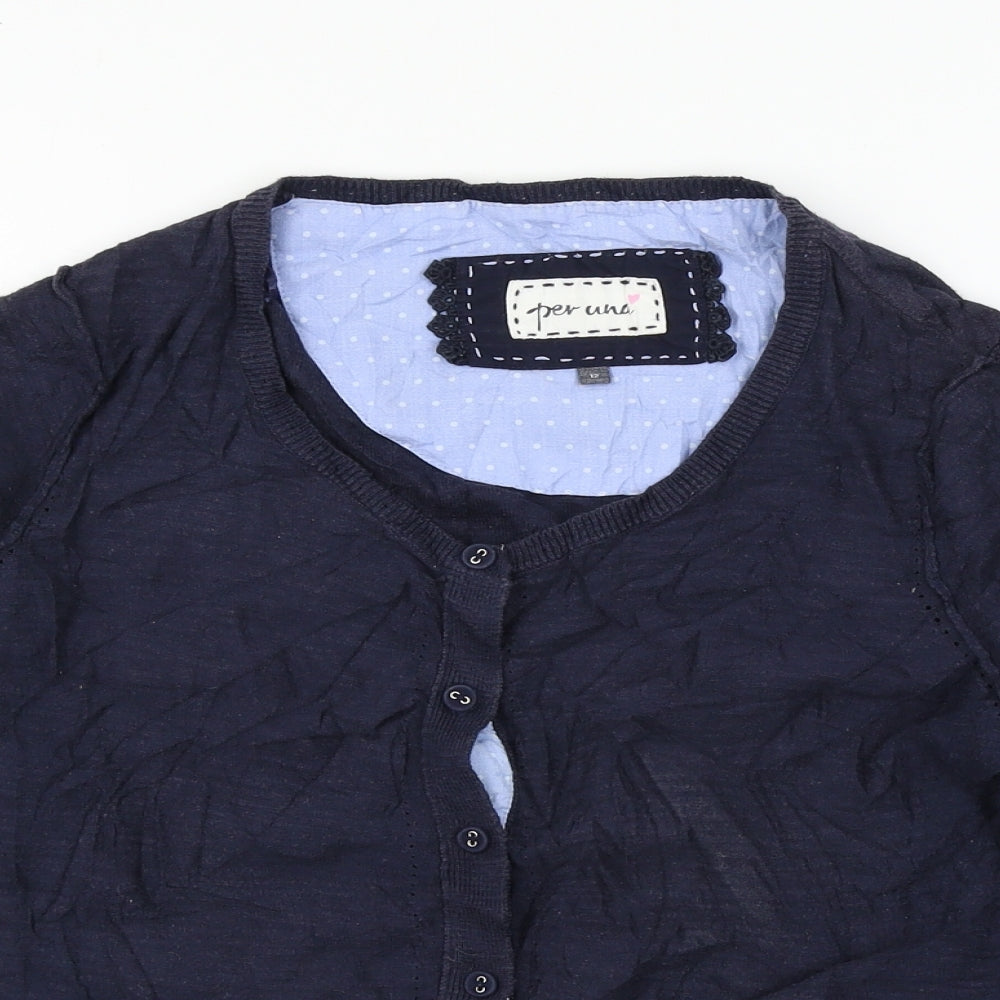 Per Una Womens Blue  Knit Cardigan Jumper Size 12