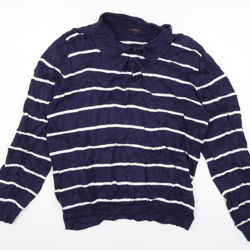 Refectory Mens Blue Striped Knit Pullover Jumper Size L