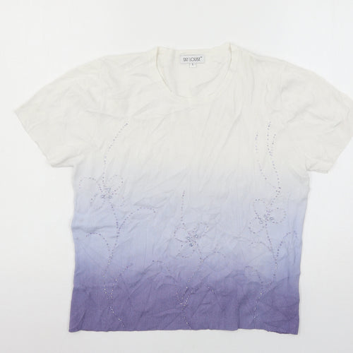 Fay Louise Womens White  Knit Basic T-Shirt Size L