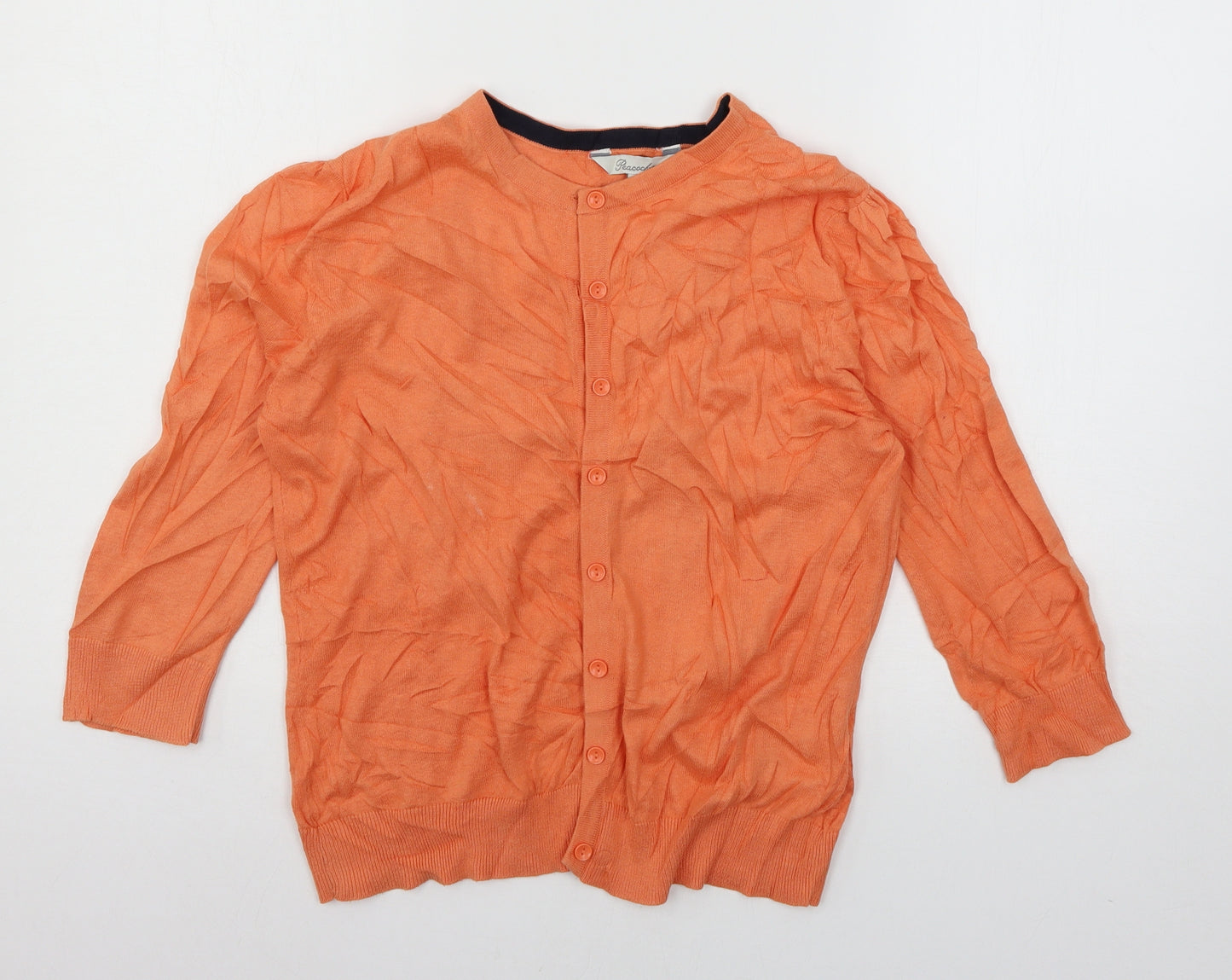 Peacocks Womens Orange  Knit Cardigan Jumper Size 14