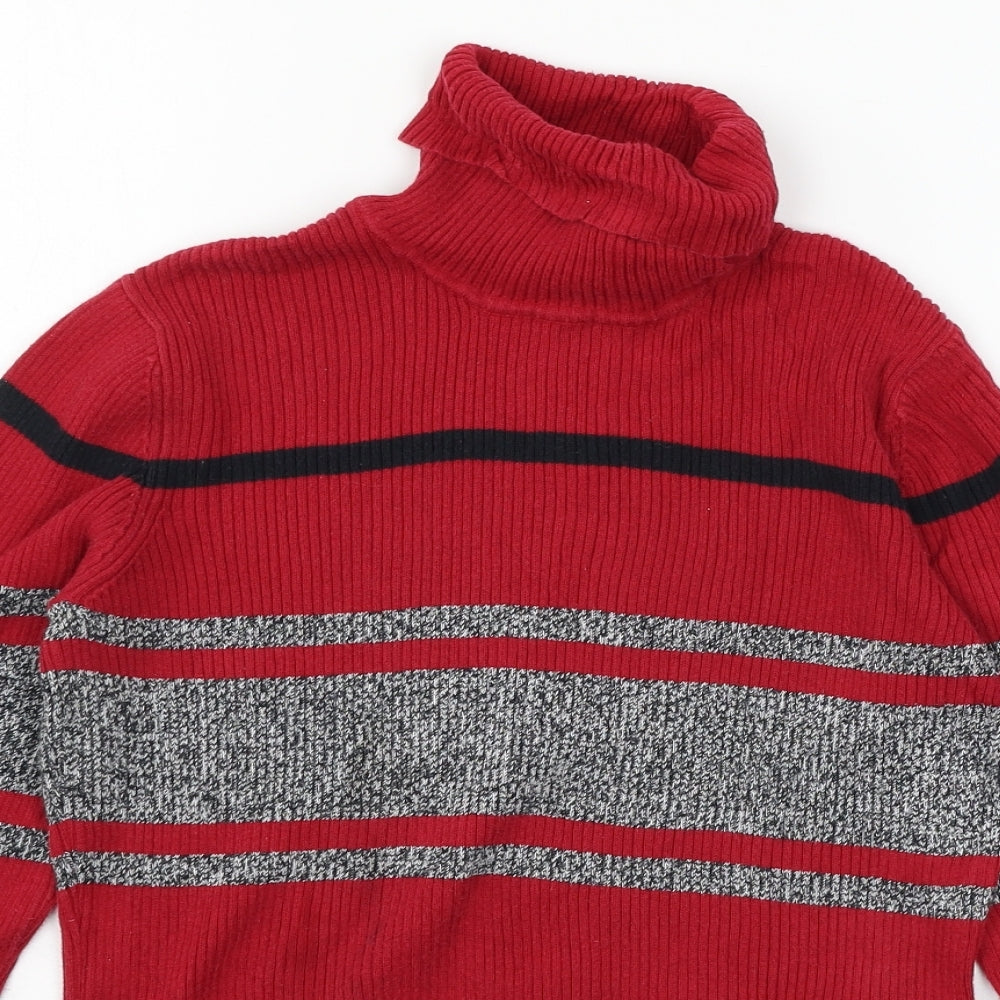 Liz & Co Girls Red Striped Knit Pullover Jumper Size XS