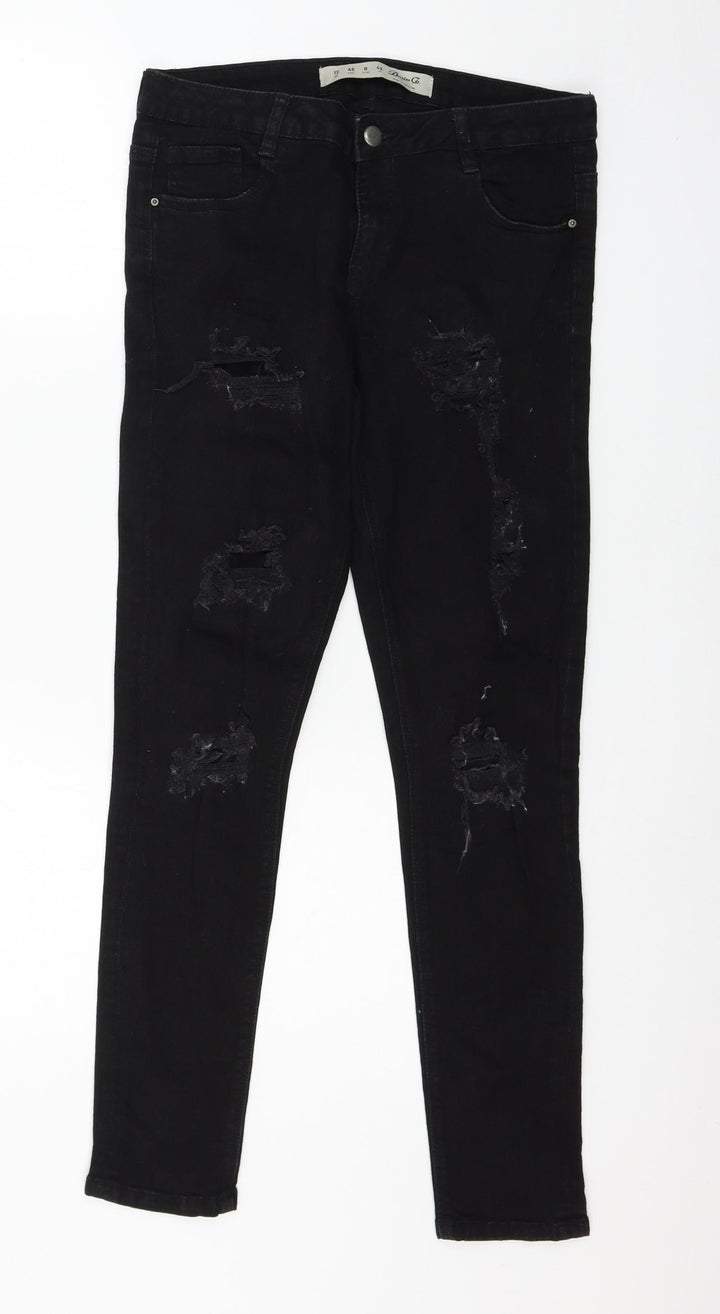 Denim & Co. Womens Black Denim Skinny Jeans Size 12 L28 in
