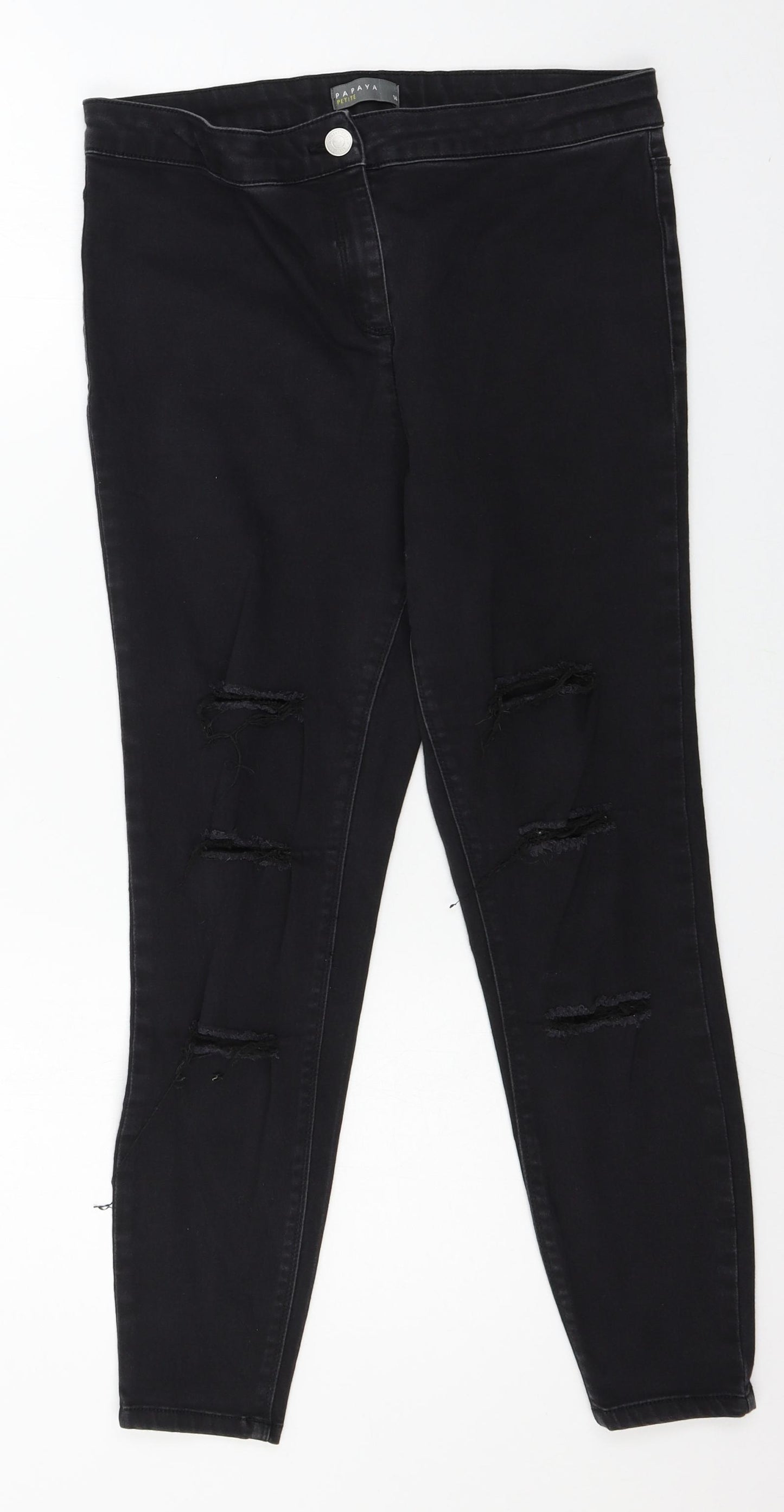 Papaya Womens Black  Denim Skinny Jeans Size 14 L24 in