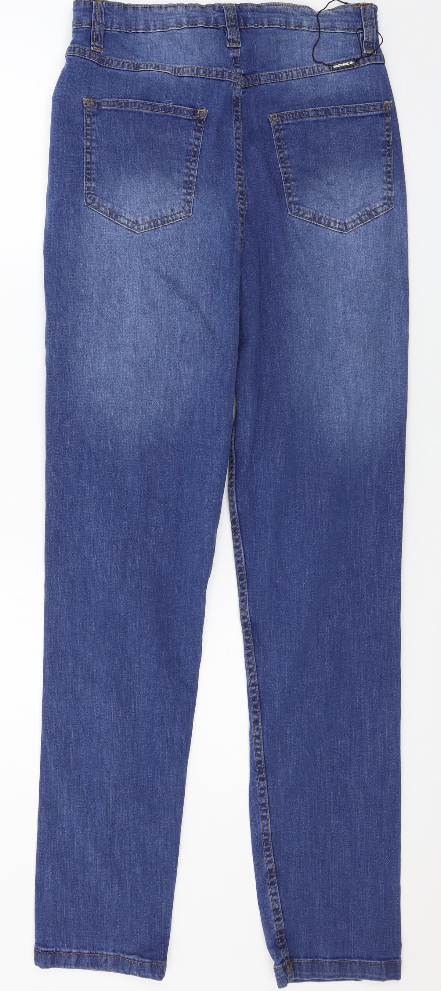 PRETTYLITTLETHING Womens Blue  Denim Straight Jeans Size 8 L31 in