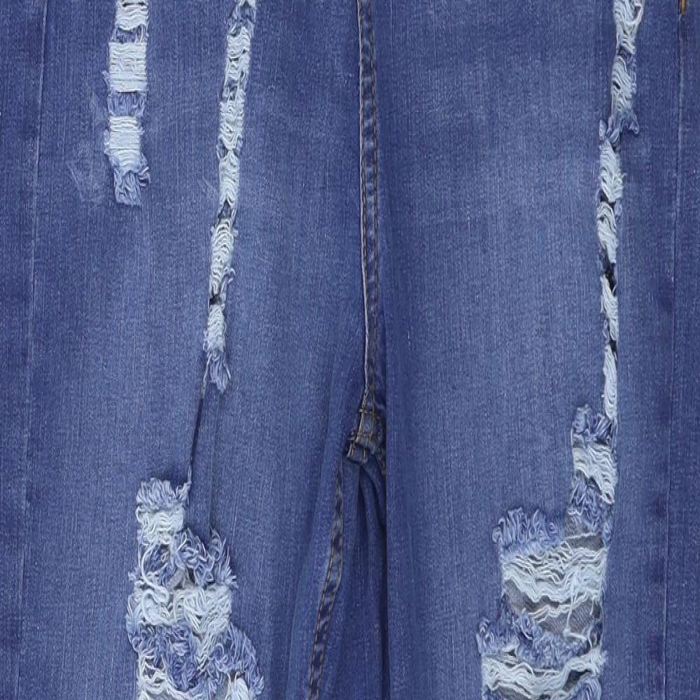 PRETTYLITTLETHING Womens Blue  Denim Straight Jeans Size 8 L31 in