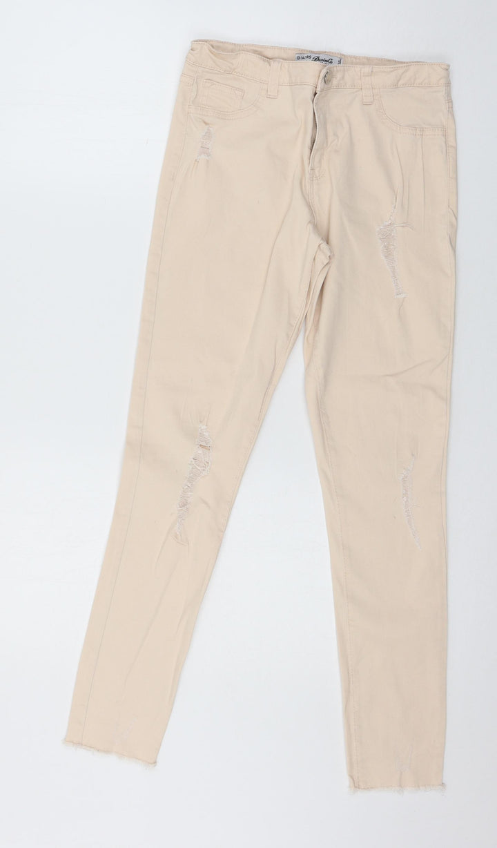 Denim & Co. Girls Pink  Denim Skinny Jeans Size 13-14 Years - distressed