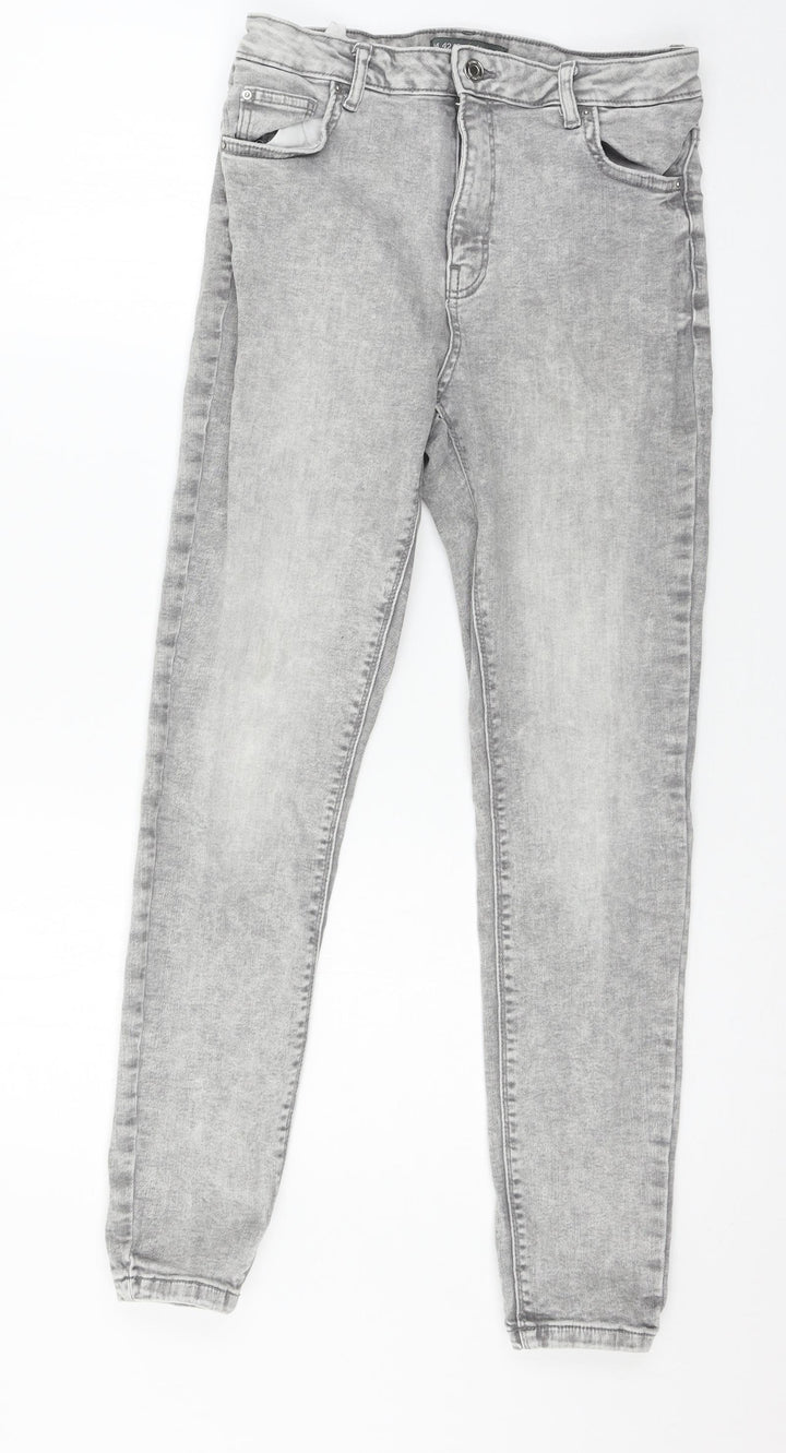 Denim & Co. Womens Grey Denim Skinny Jeans Size 14 L26 in