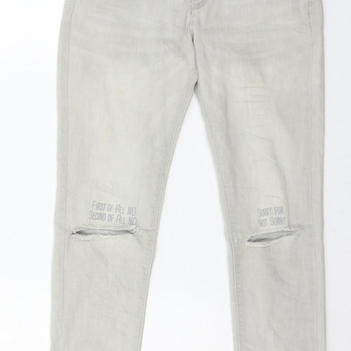 George Gina & Lucy Girls Grey  Denim Skinny Jeans Size 13 Years - distressed