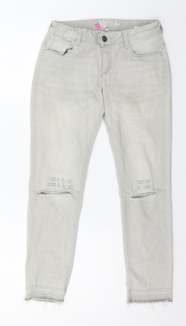George Gina & Lucy Girls Grey Denim Skinny Jeans Size 13 Years - distressed
