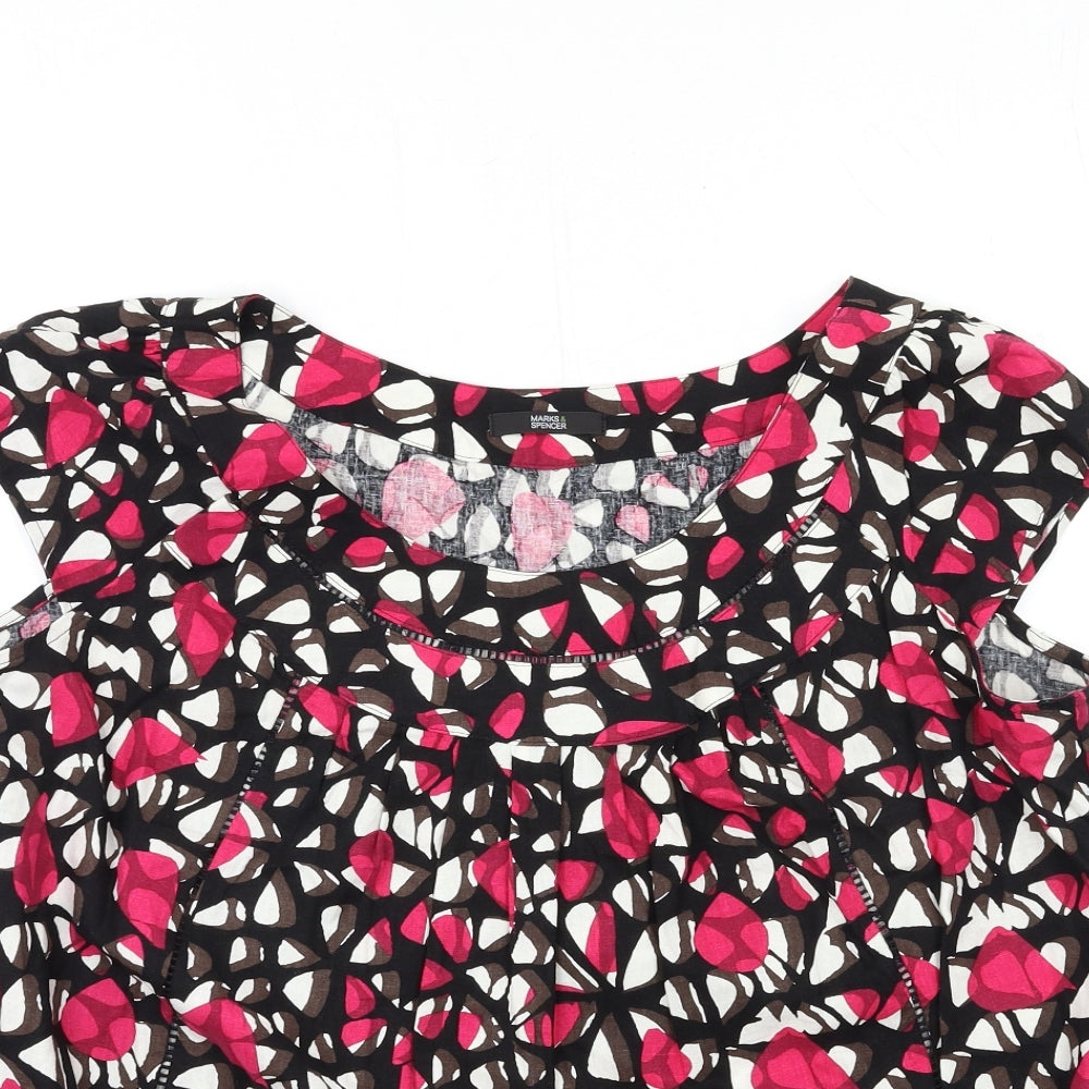 Marks and Spencer Womens Pink Floral  Basic T-Shirt Size 20
