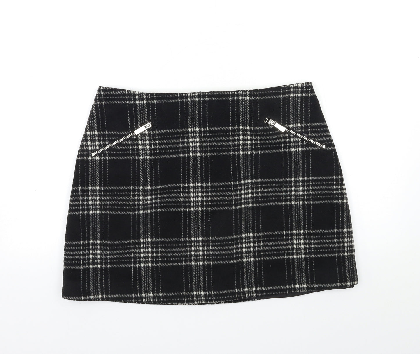 New Look Womens Black Check  Mini Skirt Size 14