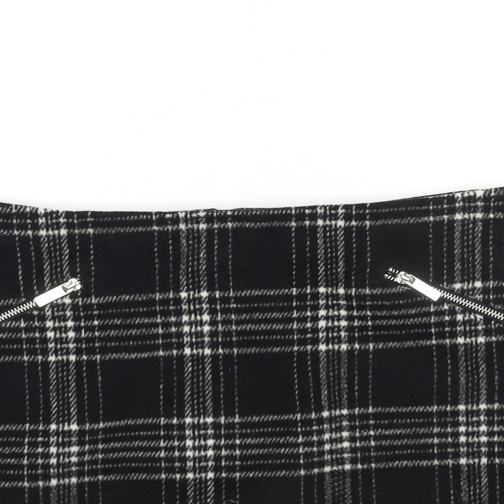New Look Womens Black Check  Mini Skirt Size 14