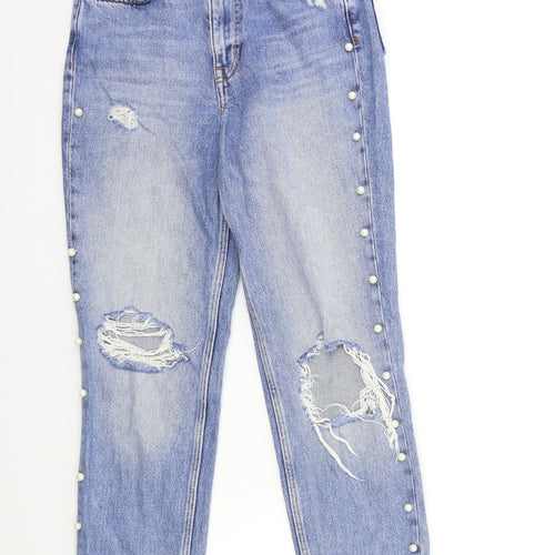 H&M Womens Blue  Denim Straight Jeans Size 6 L29 in