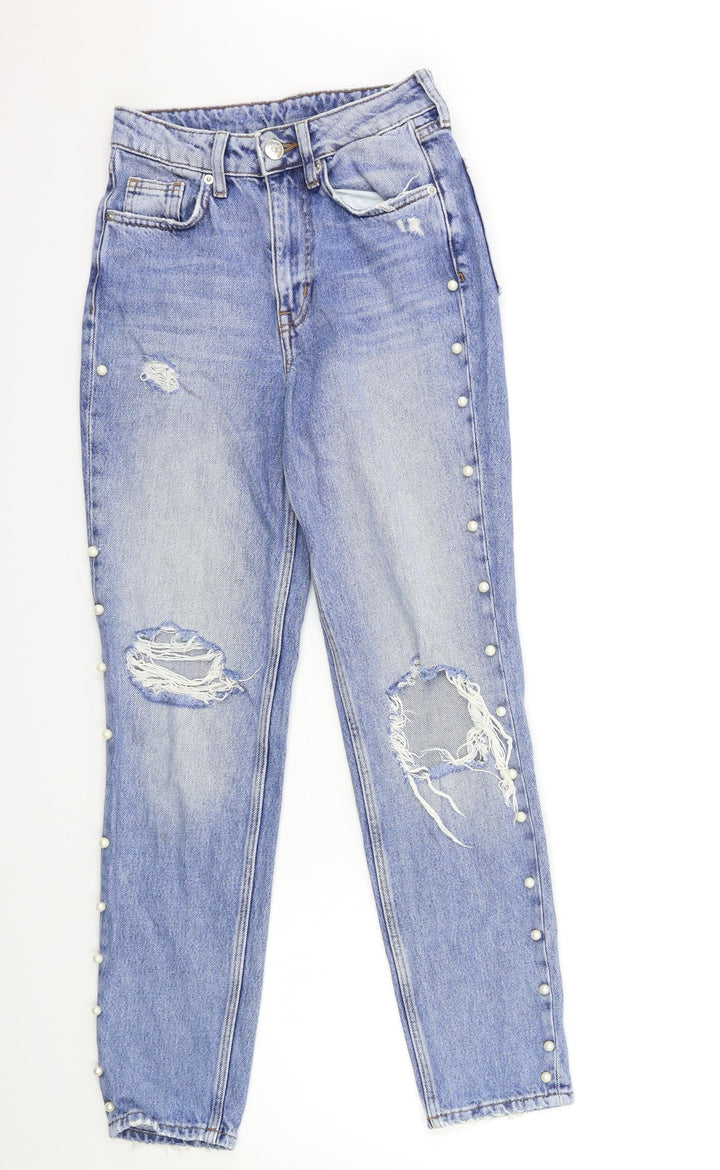 H&M Womens Blue Denim Straight Jeans Size 6 L29 in