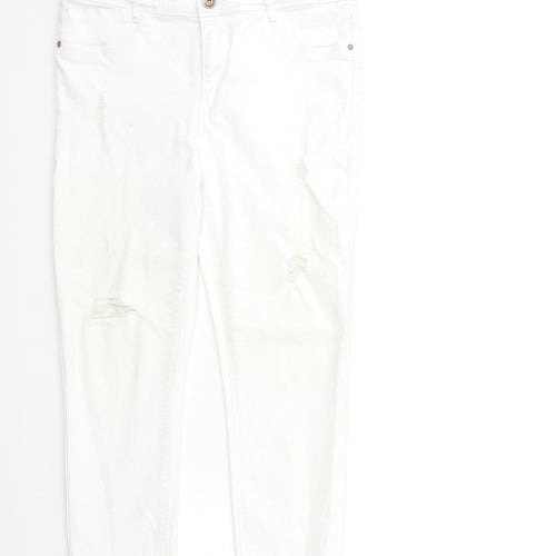 George Womens White  Denim Skinny Jeans Size 14 L27 in