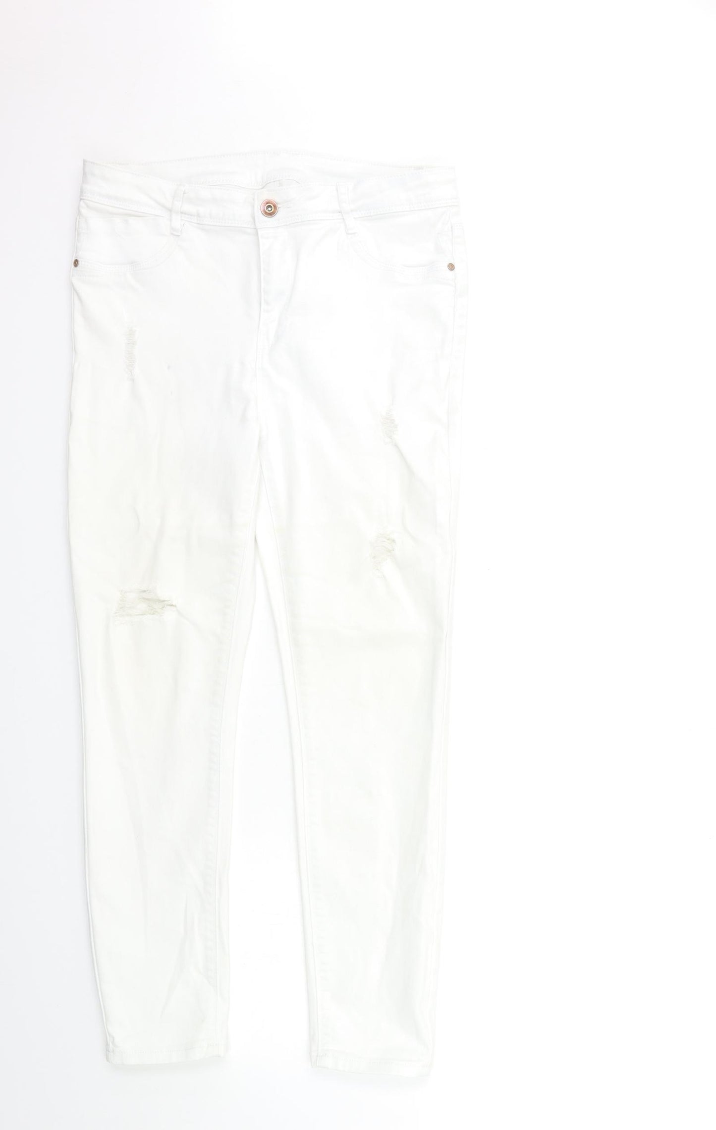 George Womens White  Denim Skinny Jeans Size 14 L27 in