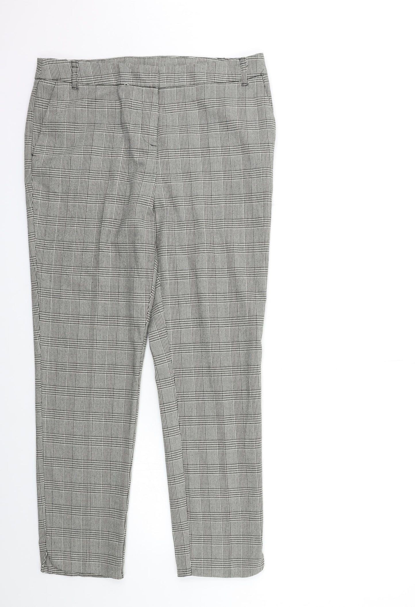 TU Womens Grey Check  Trousers  Size 14 L28 in