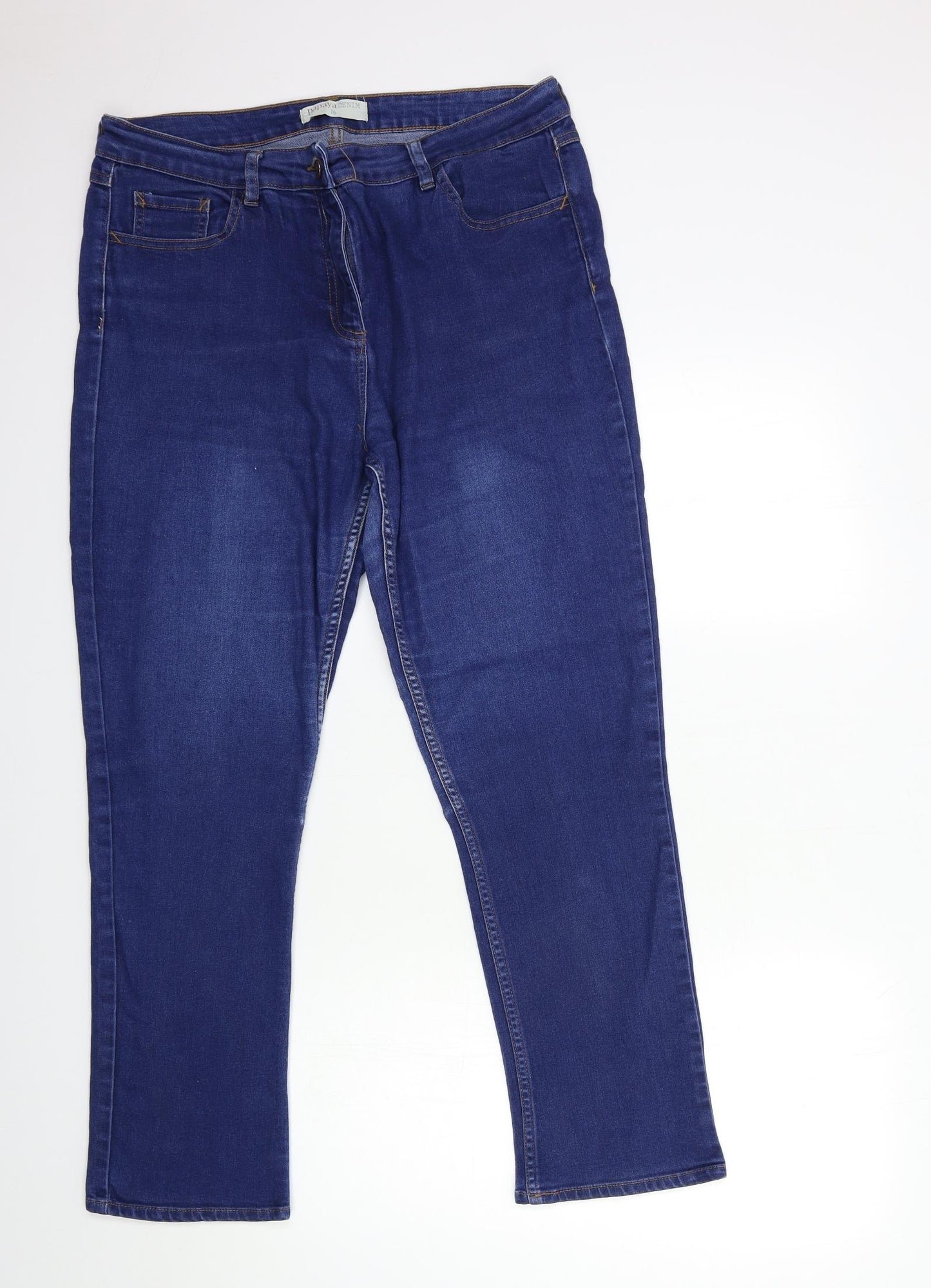 Papaya Womens Blue  Denim Straight Jeans Size 16 L27 in