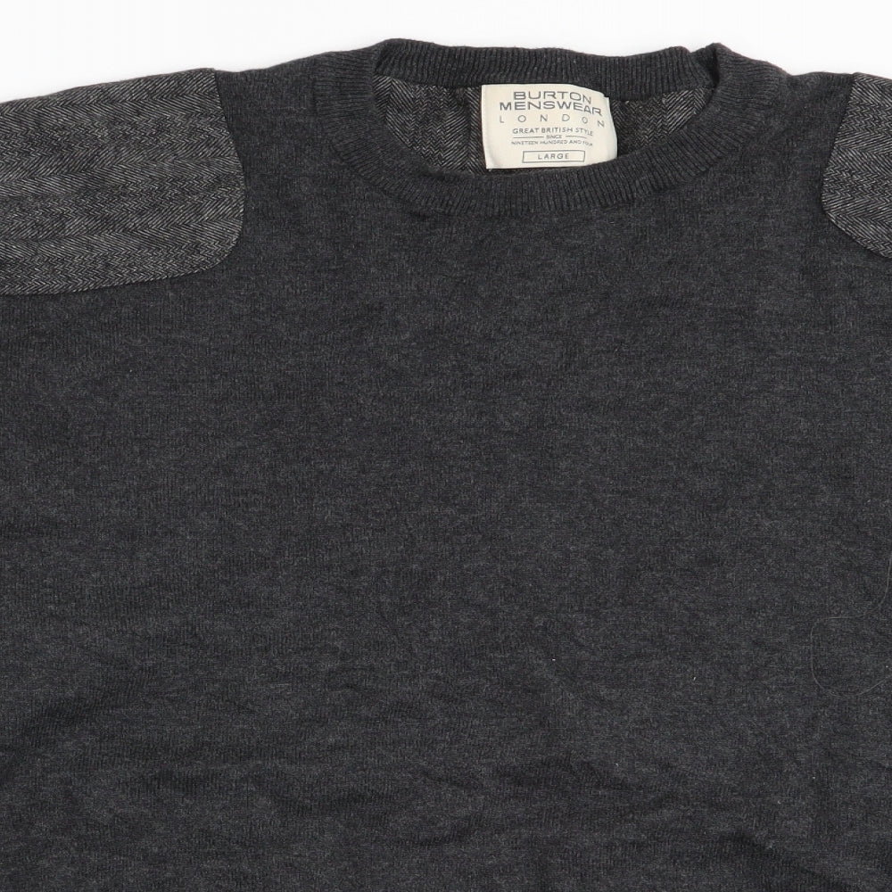 Burton Menswear Mens Grey   Pullover Jumper Size L