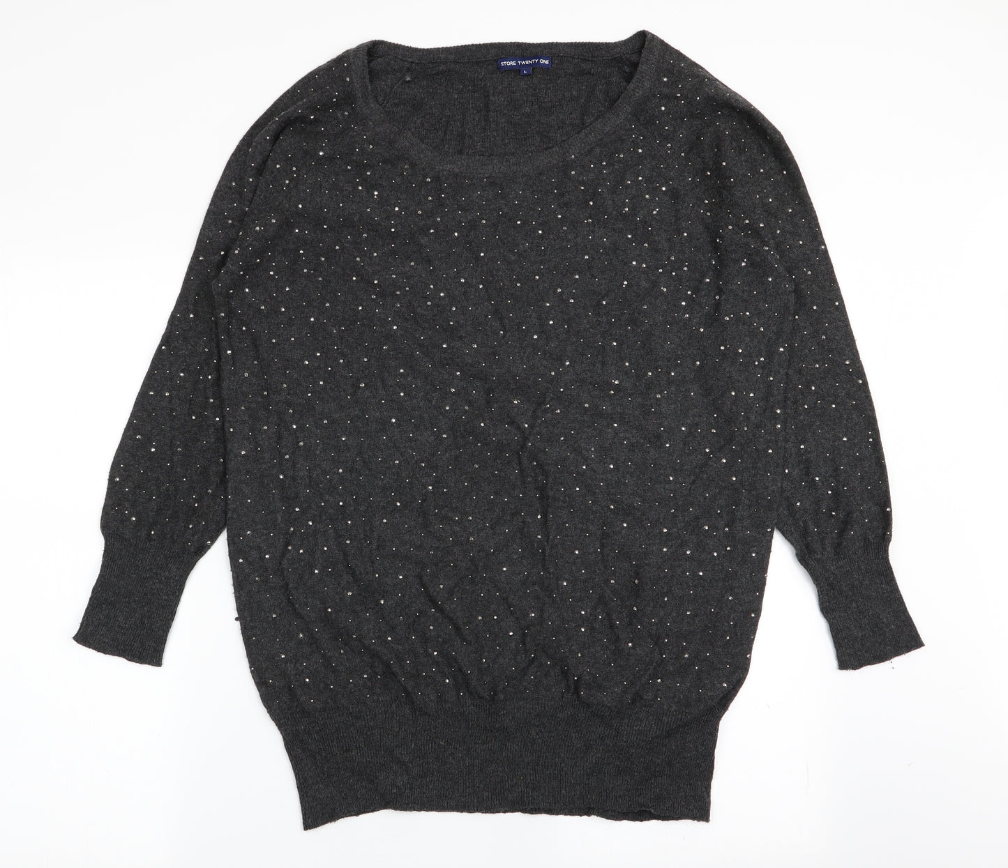 store twenty one Womens Grey Polka Dot  Pullover Jumper Size L