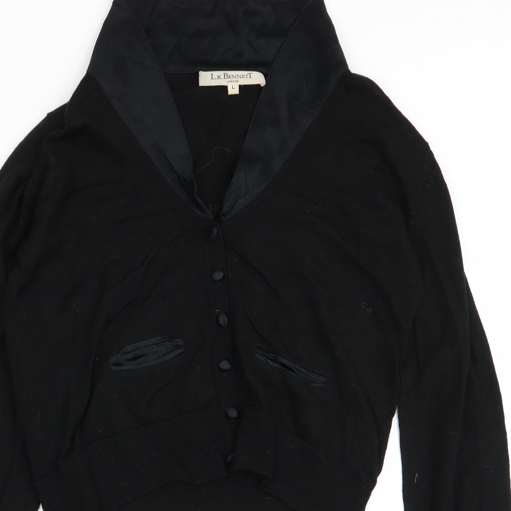 L.K. Bennett Womens Black   Cardigan Jumper Size L