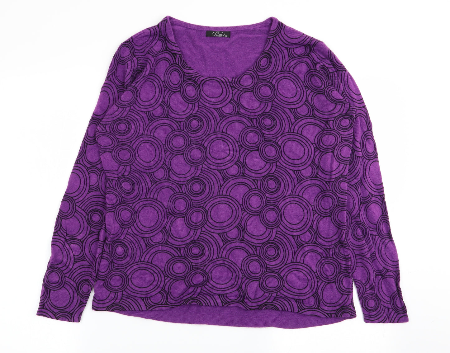 BM Womens Purple Geometric  Pullover Jumper Size M
