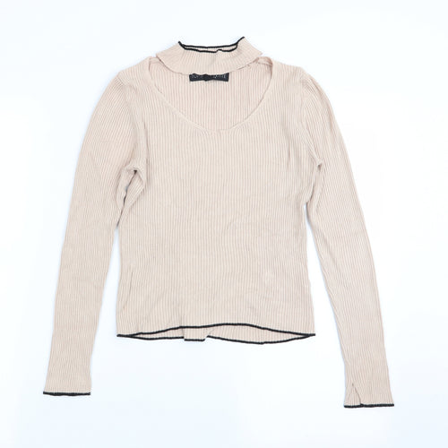 Topshop Womens Beige   Basic T-Shirt Size 8