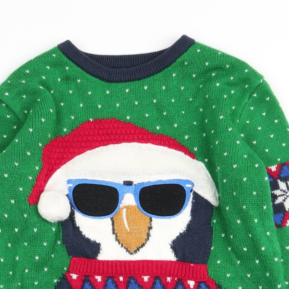 Asda George Boys Green Polka Dot  Pullover Jumper Size 7-8 Years  - chrismtas